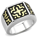 TK3622 - Two-Tone IP Gold (Ion Plating) Stainless Steel Ring with No Stone - Alamode - Flyclothing LLC