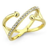 TK3625 - IP Gold(Ion Plating) Stainless Steel Ring with Top Grade Crystal in Clear - Alamode - Flyclothing LLC