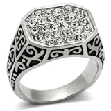 TK362 - High polished (no plating) Stainless Steel Ring with Top Grade Crystal in Clear - Alamode - Flyclothing LLC