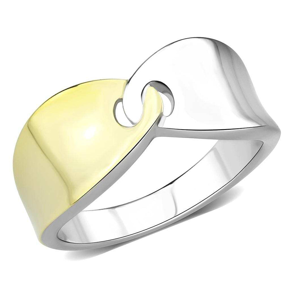 TK3630 - Two-Tone IP Gold (Ion Plating) Stainless Steel Ring with No Stone - Alamode - Flyclothing LLC