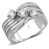 TK3633 - High polished (no plating) Stainless Steel Ring with AAA Grade CZ in Clear - Alamode - Flyclothing LLC