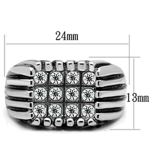 TK363 - High polished (no plating) Stainless Steel Ring with Top Grade Crystal in Clear - Alamode - Flyclothing LLC