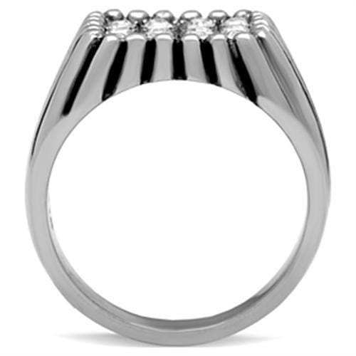 TK363 - High polished (no plating) Stainless Steel Ring with Top Grade Crystal in Clear - Alamode - Flyclothing LLC
