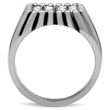 TK363 - High polished (no plating) Stainless Steel Ring with Top Grade Crystal in Clear - Alamode - Flyclothing LLC
