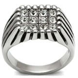 TK363 - High polished (no plating) Stainless Steel Ring with Top Grade Crystal in Clear - Alamode - Flyclothing LLC