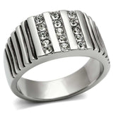 TK364 - High polished (no plating) Stainless Steel Ring with Top Grade Crystal in Clear - Alamode - Flyclothing LLC