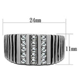 TK364 - High polished (no plating) Stainless Steel Ring with Top Grade Crystal in Clear - Alamode - Flyclothing LLC
