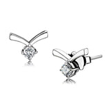 TK3657 - High polished (no plating) Stainless Steel Earrings with AAA Grade CZ in Clear - Alamode - Flyclothing LLC