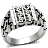 TK365 - High polished (no plating) Stainless Steel Ring with Top Grade Crystal in Clear - Alamode - Flyclothing LLC