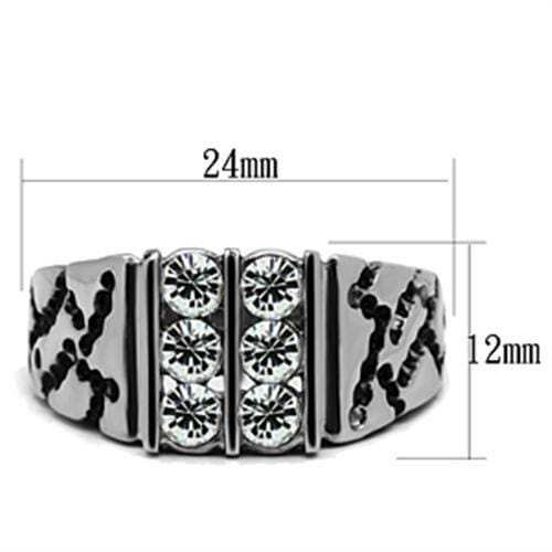 TK365 - High polished (no plating) Stainless Steel Ring with Top Grade Crystal in Clear - Alamode - Flyclothing LLC
