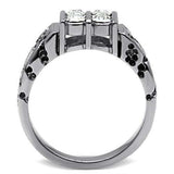 TK365 - High polished (no plating) Stainless Steel Ring with Top Grade Crystal in Clear - Alamode - Flyclothing LLC