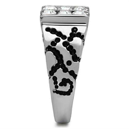 TK365 - High polished (no plating) Stainless Steel Ring with Top Grade Crystal in Clear - Alamode - Flyclothing LLC