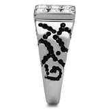 TK365 - High polished (no plating) Stainless Steel Ring with Top Grade Crystal in Clear - Alamode - Flyclothing LLC