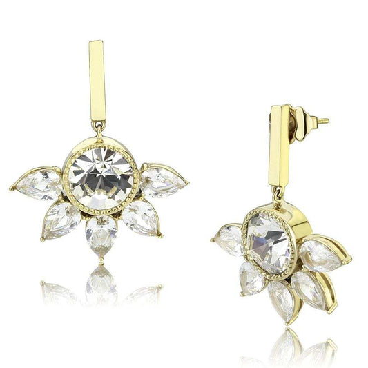 TK3661 - IP Gold(Ion Plating) Stainless Steel Earrings with Top Grade Crystal in Clear - Alamode - Flyclothing LLC