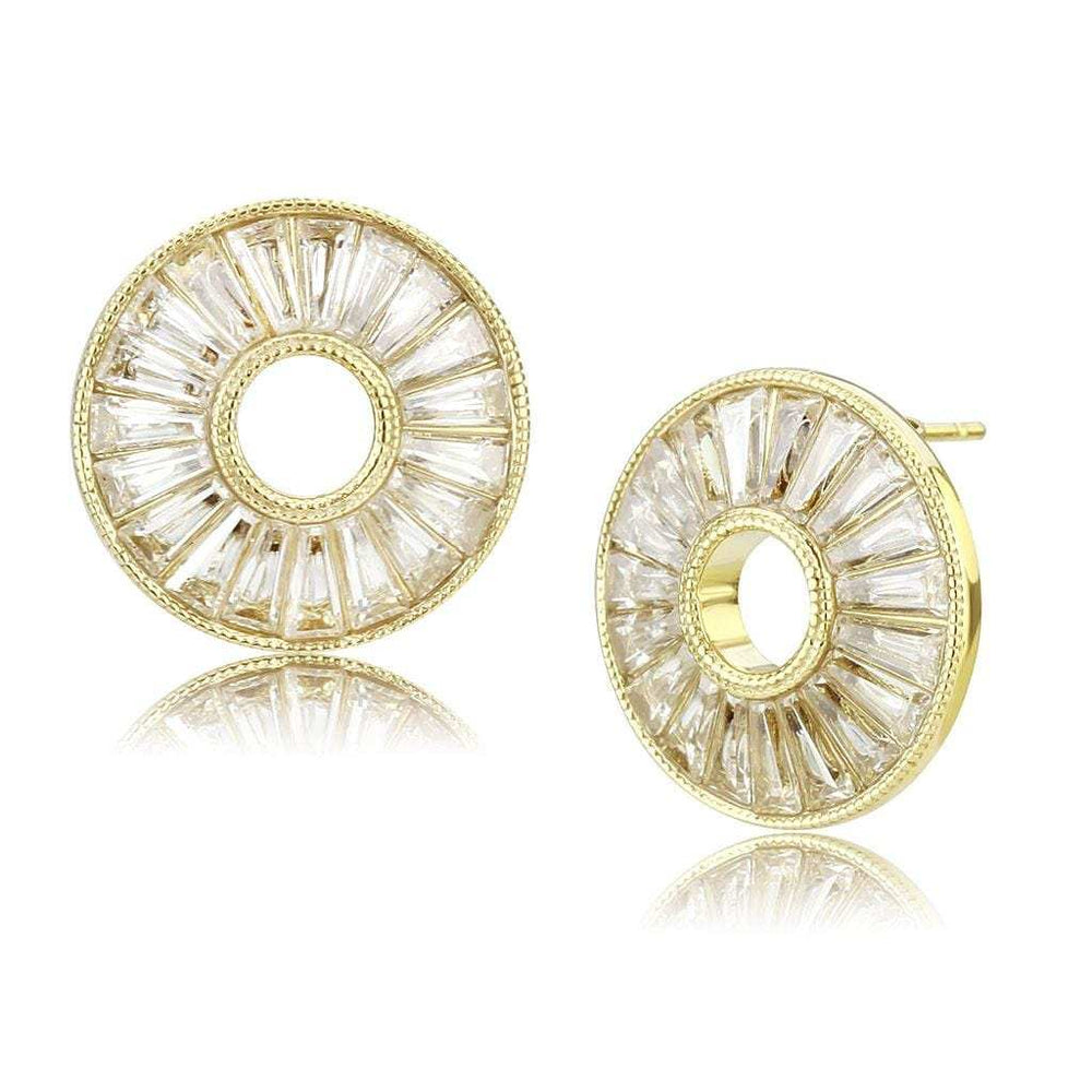 TK3662 - IP Gold(Ion Plating) Stainless Steel Earrings with AAA Grade CZ in Clear - Alamode - Flyclothing LLC