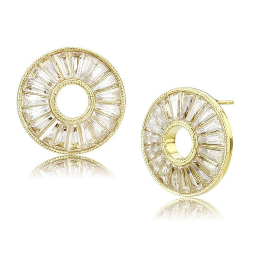 TK3662 - IP Gold(Ion Plating) Stainless Steel Earrings with AAA Grade CZ in Clear - Alamode - Flyclothing LLC