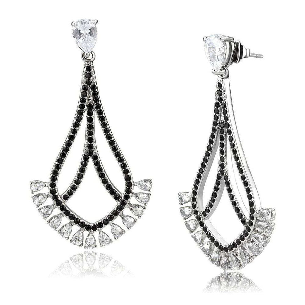 TK3664 - High polished (no plating) Stainless Steel Earrings with AAA Grade CZ in Clear - Alamode - Flyclothing LLC