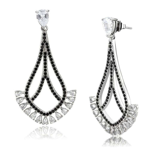 TK3664 - High polished (no plating) Stainless Steel Earrings with AAA Grade CZ in Clear - Alamode - Flyclothing LLC