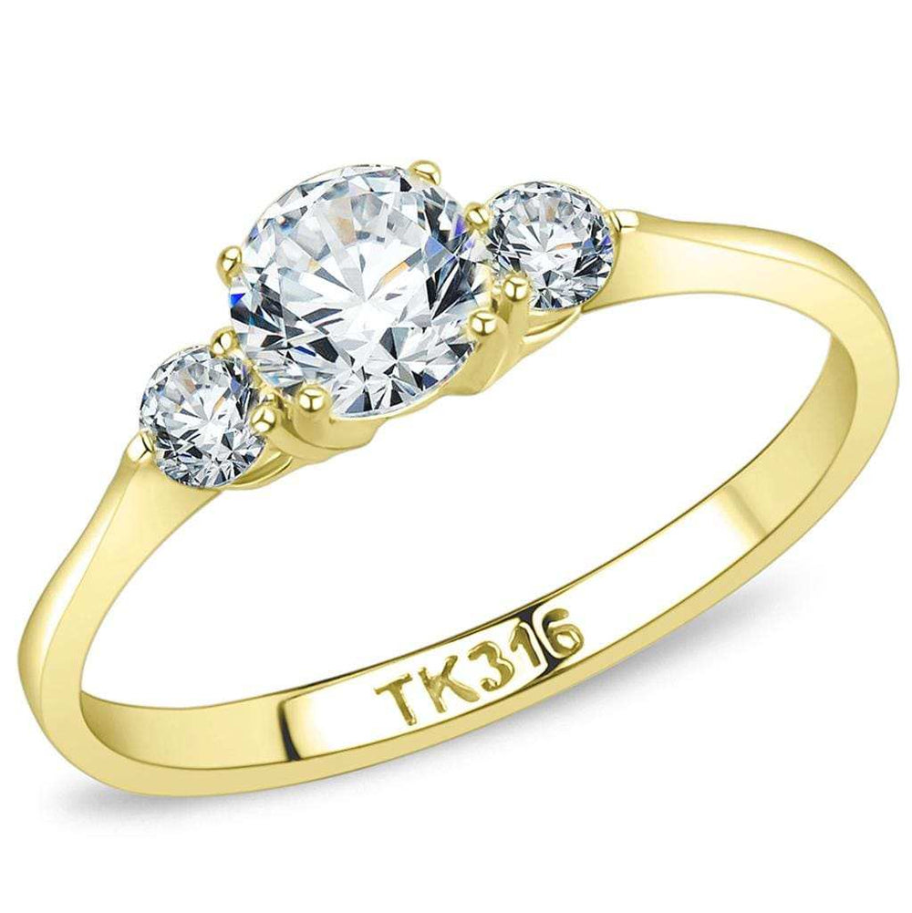 TK3668 - IP Gold(Ion Plating) Stainless Steel Ring with AAA Grade CZ in Clear - Alamode - Flyclothing LLC