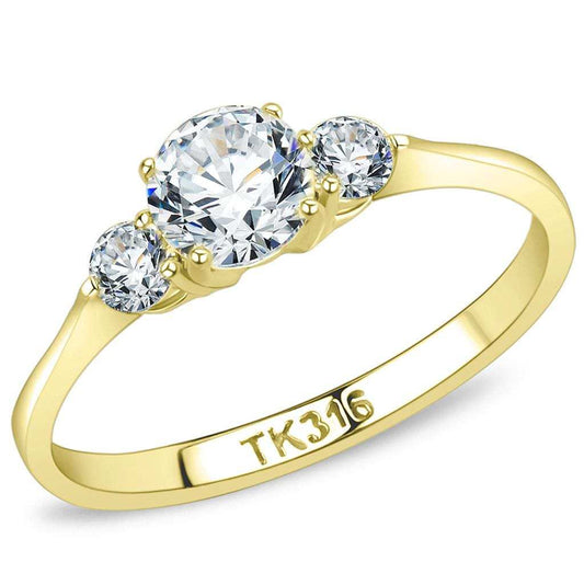 TK3668 - IP Gold(Ion Plating) Stainless Steel Ring with AAA Grade CZ in Clear - Alamode - Flyclothing LLC