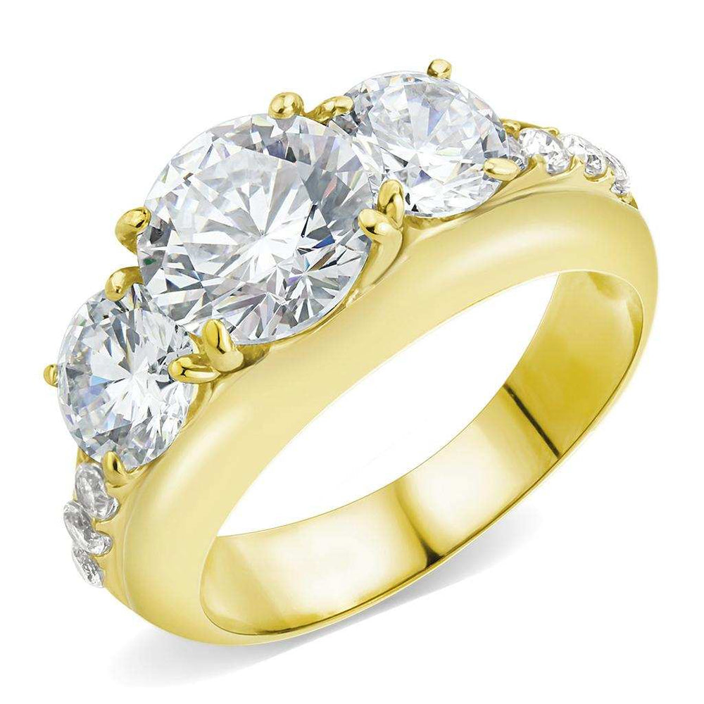 TK3669 - IP Gold(Ion Plating) Stainless Steel Ring with AAA Grade CZ in Clear - Alamode - Flyclothing LLC