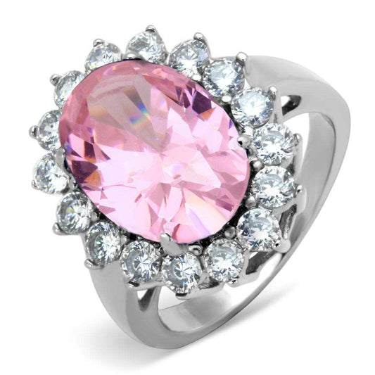 TK3676 - High polished (no plating) Stainless Steel Ring with Synthetic Synthetic Glass in Rose - Alamode - Flyclothing LLC