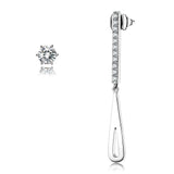 TK3678 - High polished (no plating) Stainless Steel Earrings with AAA Grade CZ in Clear - Alamode - Flyclothing LLC
