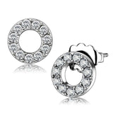 TK3679 - High polished (no plating) Stainless Steel Earrings with AAA Grade CZ in Clear - Alamode - Flyclothing LLC