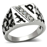 TK367 - High polished (no plating) Stainless Steel Ring with Top Grade Crystal in Clear - Alamode - Flyclothing LLC