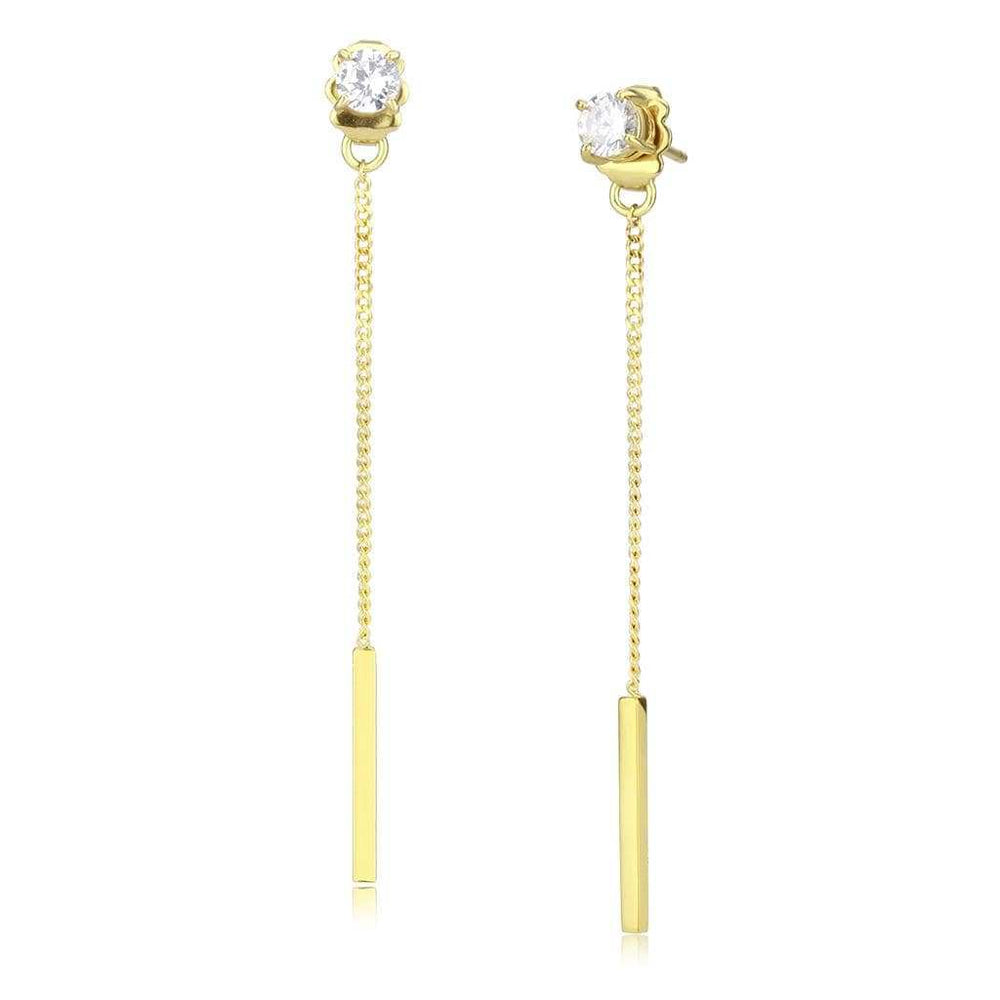 TK3681 - IP Gold(Ion Plating) Stainless Steel Earrings with AAA Grade CZ in Clear - Alamode - Flyclothing LLC