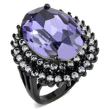 TK3687 - IP Black(Ion Plating) Stainless Steel Ring with Top Grade Crystal in Tanzanite - Alamode - Flyclothing LLC