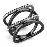 TK3689 - IP Light Black (IP Gun) Stainless Steel Ring with Top Grade Crystal in Clear - Alamode - Flyclothing LLC