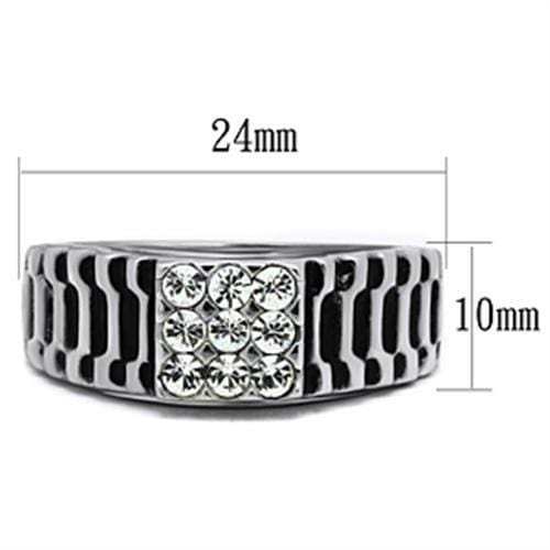 TK368 - High polished (no plating) Stainless Steel Ring with Top Grade Crystal in Clear - Alamode - Flyclothing LLC
