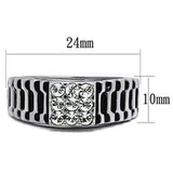 TK368 - High polished (no plating) Stainless Steel Ring with Top Grade Crystal in Clear - Alamode - Flyclothing LLC