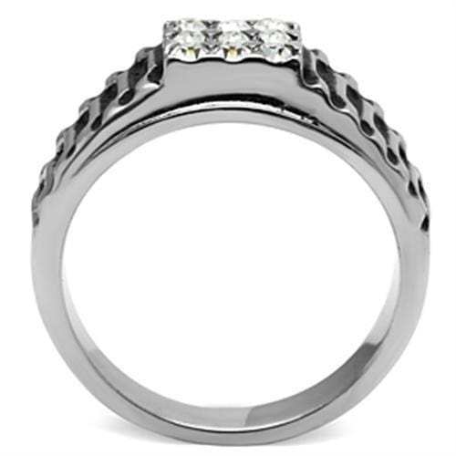 TK368 - High polished (no plating) Stainless Steel Ring with Top Grade Crystal in Clear - Alamode - Flyclothing LLC