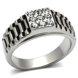 TK368 - High polished (no plating) Stainless Steel Ring with Top Grade Crystal in Clear - Alamode - Flyclothing LLC