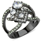 TK3690 - IP Light Black (IP Gun) Stainless Steel Ring with AAA Grade CZ in Clear - Alamode - Flyclothing LLC