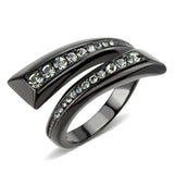 TK3692 - IP Black(Ion Plating) Stainless Steel Ring with Top Grade Crystal in Black Diamond - Alamode - Flyclothing LLC