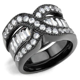 TK3694 - IP Black(Ion Plating) Stainless Steel Ring with AAA Grade CZ in Clear - Alamode - Flyclothing LLC