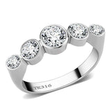 TK3697 - High polished (no plating) Stainless Steel Ring with AAA Grade CZ in Clear - Alamode - Flyclothing LLC