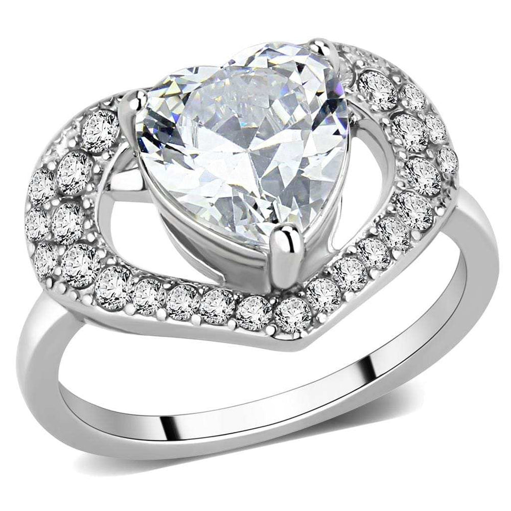 TK3698 - High polished (no plating) Stainless Steel Ring with AAA Grade CZ in Clear - Alamode - Flyclothing LLC