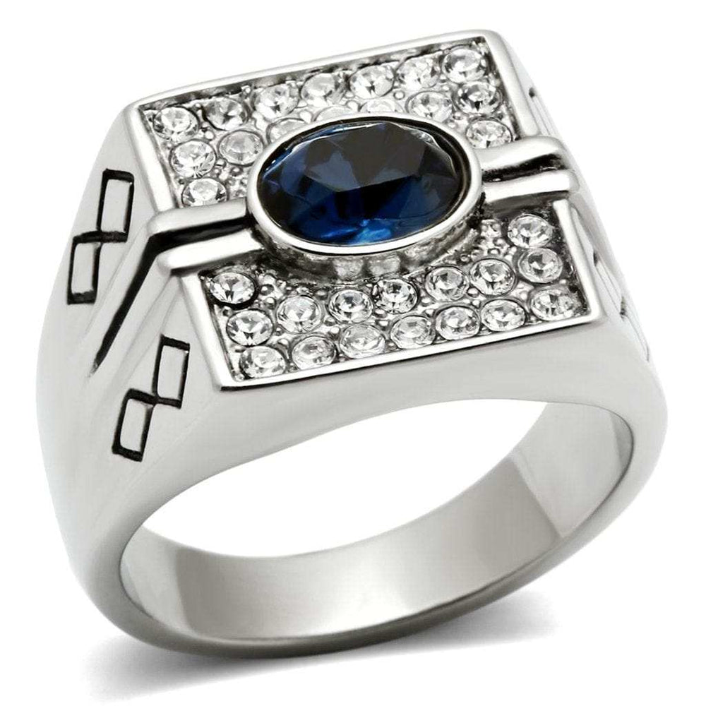 TK369 - High polished (no plating) Stainless Steel Ring with Top Grade Crystal in Montana - Alamode - Flyclothing LLC
