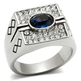 TK369 - High polished (no plating) Stainless Steel Ring with Top Grade Crystal in Montana - Alamode - Flyclothing LLC