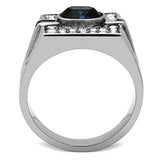 TK369 - High polished (no plating) Stainless Steel Ring with Top Grade Crystal in Montana - Alamode - Flyclothing LLC