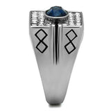 TK369 - High polished (no plating) Stainless Steel Ring with Top Grade Crystal in Montana - Alamode - Flyclothing LLC