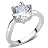 TK3700 - High polished (no plating) Stainless Steel Ring with AAA Grade CZ in Clear - Alamode - Flyclothing LLC