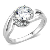 TK3701 - High polished (no plating) Stainless Steel Ring with AAA Grade CZ in Clear - Alamode - Flyclothing LLC