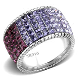 TK3703 - High polished (no plating) Stainless Steel Ring with Top Grade Crystal in Multi Color - Alamode - Flyclothing LLC