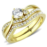 TK3708 - IP Gold(Ion Plating) Stainless Steel Ring with AAA Grade CZ in Clear - Alamode - Flyclothing LLC
