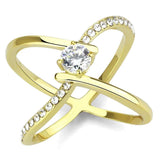 TK3709 - IP Gold(Ion Plating) Stainless Steel Ring with AAA Grade CZ in Clear - Alamode - Flyclothing LLC